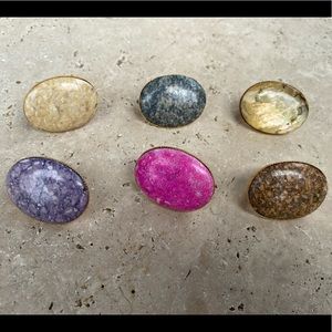 Set#6 Six Stone Scarf Rings